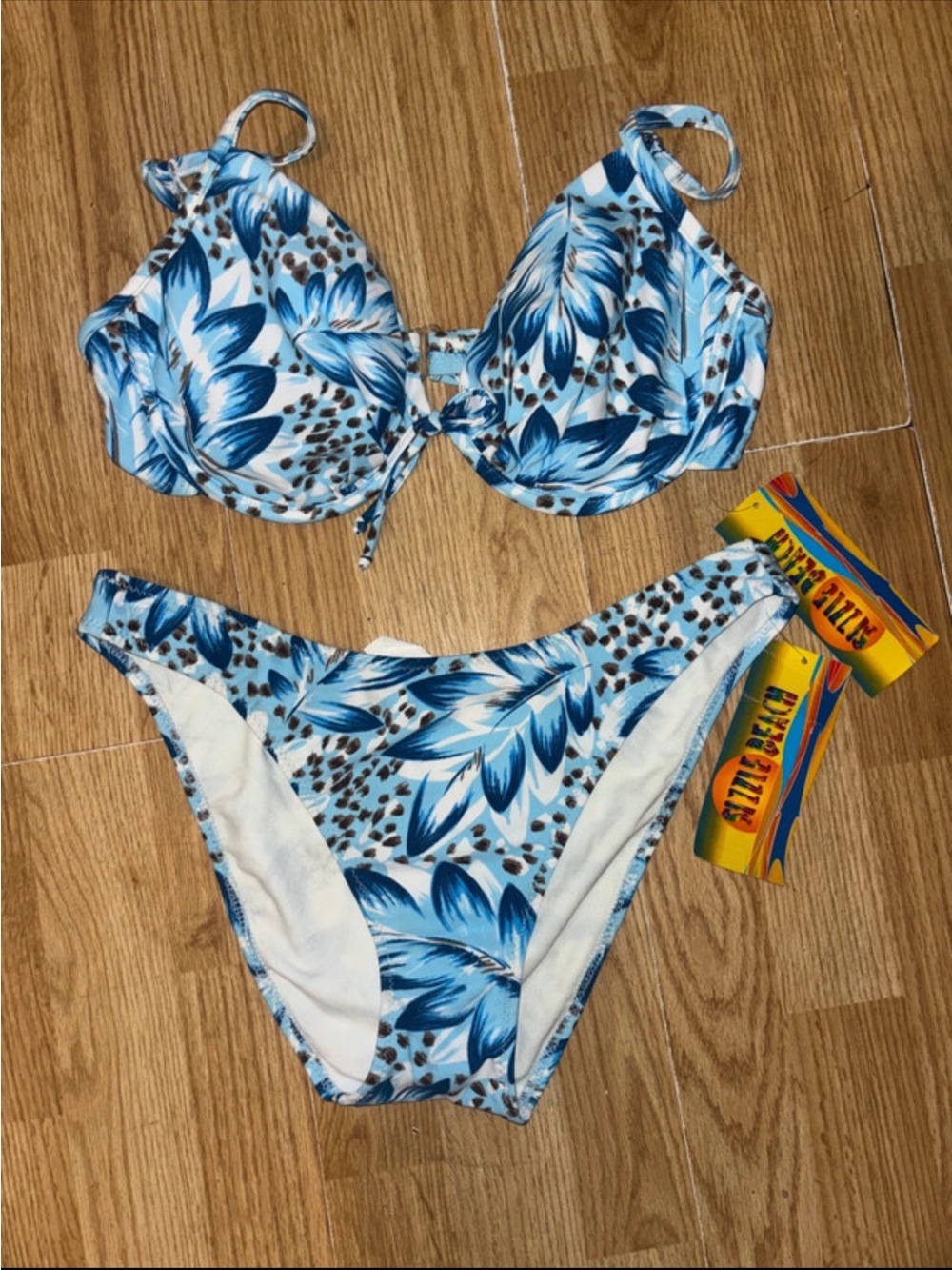 Blue Floral Tie-Front Bikini - Women Swim Bikini